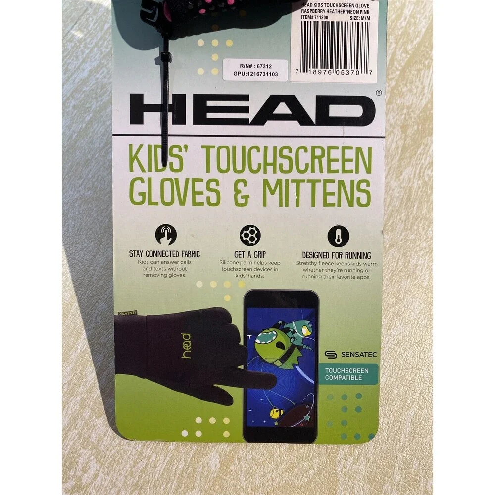 NEW HEAD Pink Touchscreen Sensatec Kids Winter Gloves Medium 711200